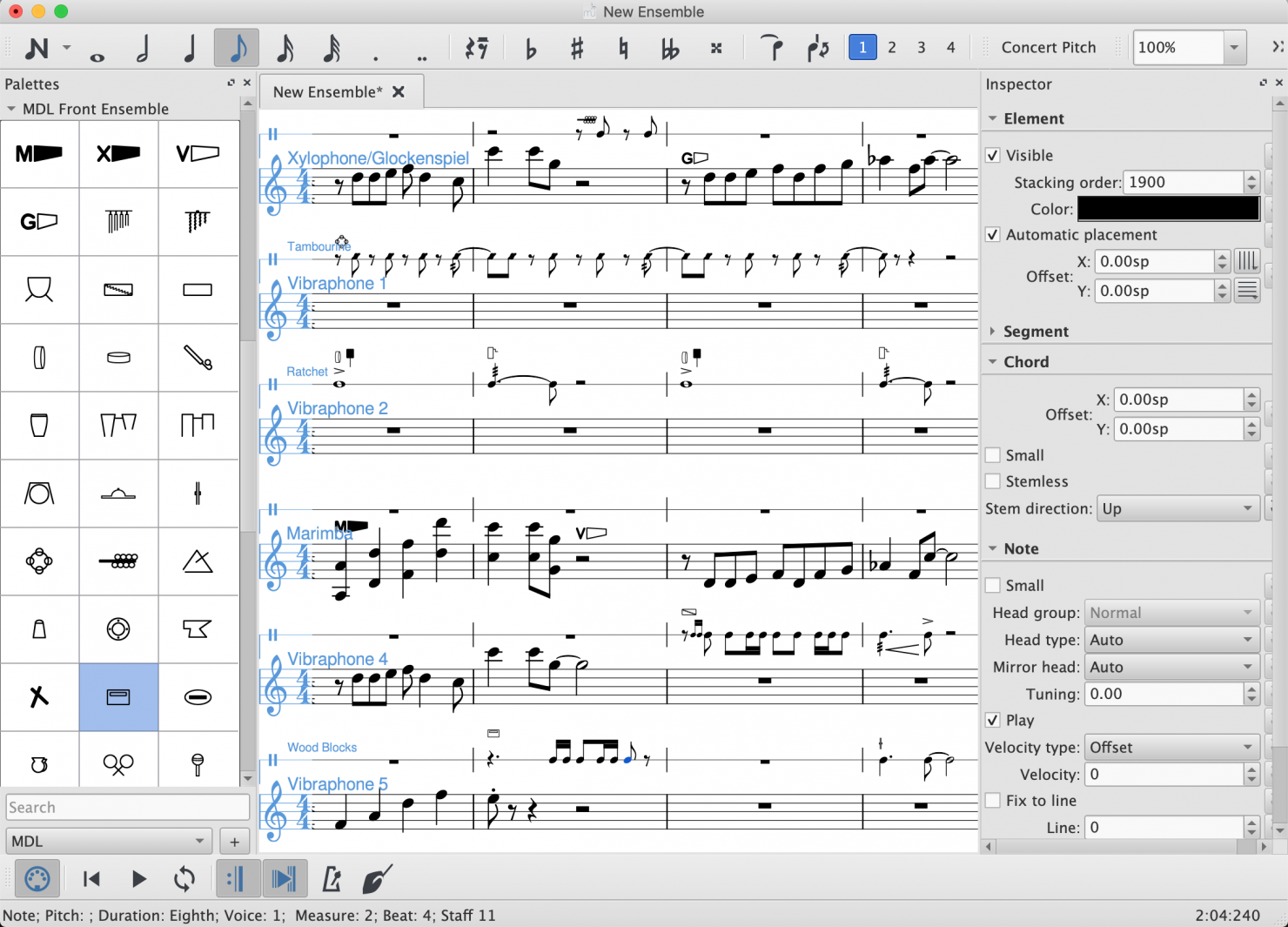 Front Ensemble example with MDL Pictograms